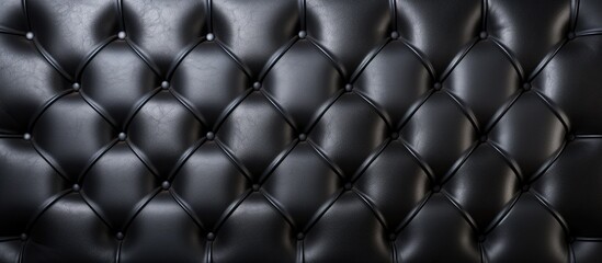 Poster - Close-up background of a dark and textured black leather material, suitable for luxury and fashion designs