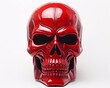 a red skull with a white background