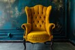 Sunlit Yellow armchair. Arm object design. Generate Ai