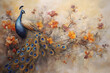 Modern art colorful peacock painted on a canvas, art design