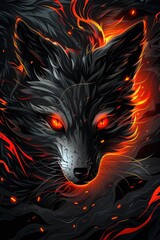 Wall Mural - A close up of a wolf with red eyes