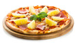 Pizza Schinken Ananas isoliert auf weißen Hintergrund, Freisteller