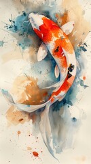 Poster - A watercolor painting of a koi fish, watercolor illustration