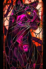 Poster - A stained glass picture of a black cat
