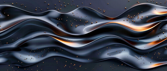 Wall Mural - Elegant Abstract Background with Shiny Curves and Waves, Modern Design in Black and Gold