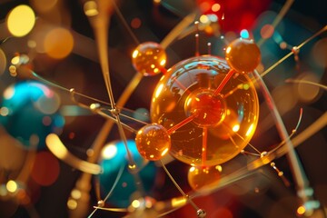 Poster - Intricate Atomic future structure. Blue sphere determines properties and behavior elements. Generate AI
