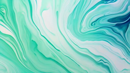 Poster - An image featuring a captivating blue and white swirl pattern decorating a background, Pastel cyan mint liquid marble watercolor background, AI Generated