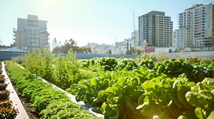 Wall Mural - rows of lettuce growing in a city garden