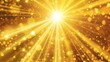 Golden rays of light with shiny particles.