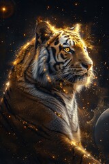 Wall Mural - tiger in the night sky