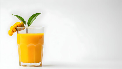 glass of mango juice isolated on a white background