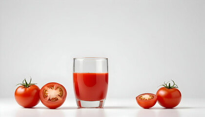 Wall Mural - glass of tomato juice isolated on a white background