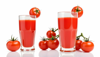 Wall Mural - glass of tomato juice isolated on a white background