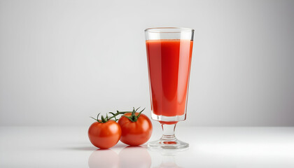 Wall Mural - glass of tomato juice isolated on a white background