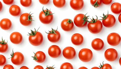 Wall Mural - Fresh cherry tomatoes isolated on white background