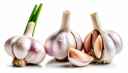 Wall Mural - Fresh garlic isolated on white background