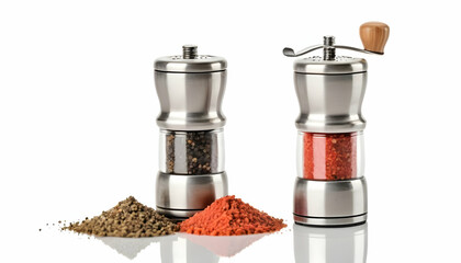 Wall Mural - pepper grinders isolated on white