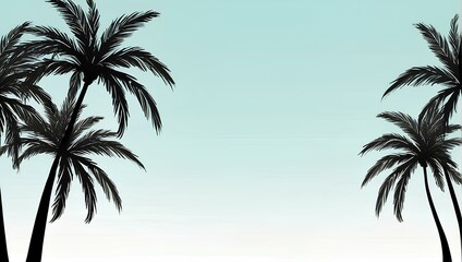 Wall Mural - silhouette of palm trees on blue sky background with copy space, space for text and design 