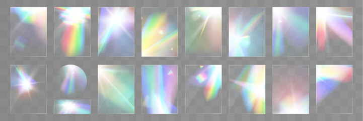 Wall Mural - Crystal light glasses rainbow reflection set effect.Template optical,lights,glare.	
