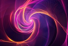 Abstract Background With Colorful Lines And Spiral Shapes On A Dark Purple Background Purple Light Glow Effect Generative AI
