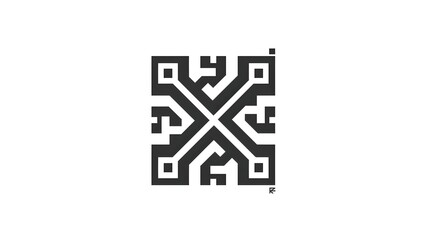 Poster - Abstract geometric pattern in black and white. Modern minimalist design. Suitable for backgrounds, technology themes, and symmetry concepts. AI