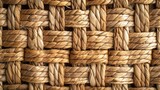 Fototapeta Zachód słońca - Woven straw texture. Natural material background. Basketry closeup.