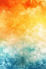 Poster - A serene watercolor painting of an orange and blue sky. Perfect for artistic projects