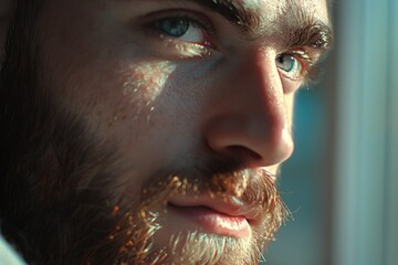 Aufkleber - Close up of a man with a beard, suitable for various concepts and designs