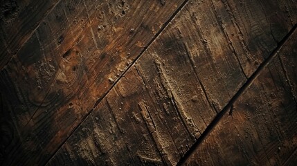 Poster - A close up of a wooden table with a knife. Ideal for kitchen or cooking concepts