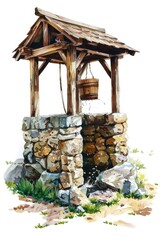 Poster - A well with a bucket on top, suitable for various concepts