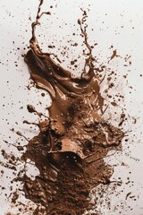 Poster - A dynamic chocolate splash on a clean white background. Perfect for food and beverage industry promotions