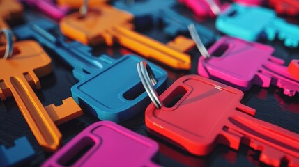 Poster - A bunch of keys laid on top of each other. Ideal for security and access concept