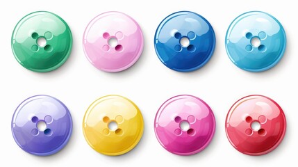Poster - A set of six different colored buttons. Can be used for various design projects