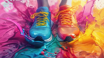 Poster - Vibrant pair of shoes, perfect for fashion or lifestyle concepts