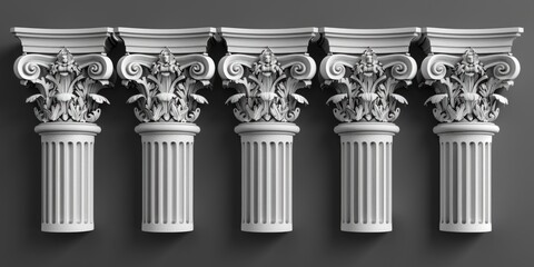 Poster - A row of white columns with decorative designs