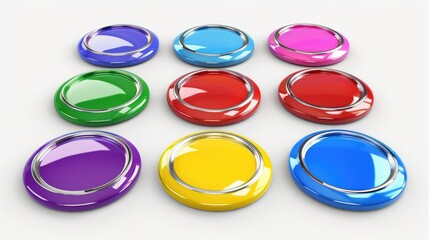 Poster - Colorful buttons displayed on a white surface, ideal for various design projects