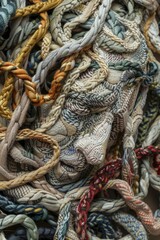 Aufkleber - A close up shot of a pile of colorful yarn. Ideal for crafting and knitting projects