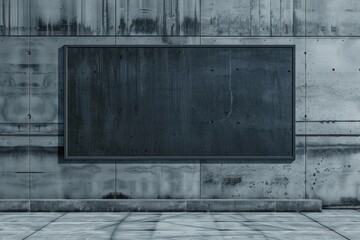 Poster - Blackboard hanging on a concrete wall near a sidewalk, suitable for educational or urban themed designs
