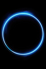 Poster - A vibrant blue neon circle glowing against a dark black background. Perfect for modern and futuristic designs