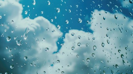 Poster - Rain drops on a window, suitable for weather-related projects