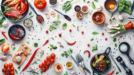 Aufkleber - A diverse selection of food items on a table, suitable for various occasions