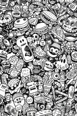 Poster - A collection of black and white doodles. Suitable for various design projects