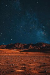 Poster - A stunning view of the night sky filled with stars over the desert. Ideal for astronomy enthusiasts or night sky photographers