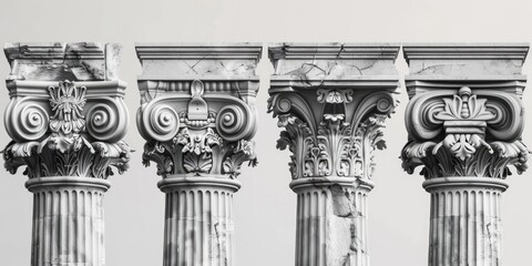 Poster - A monochrome image featuring a row of columns. Suitable for architectural themes