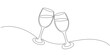 © sense - Continuous one line drawing of two glasses of red wine. Editable stroke Vector illustration
