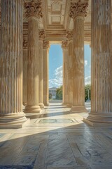 Poster - Architectural view with columns against the sky, suitable for construction and real estate concepts