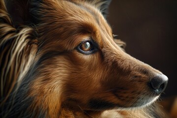 Aufkleber - Close-up of a dog's face with a blurry background. Suitable for pet-related designs