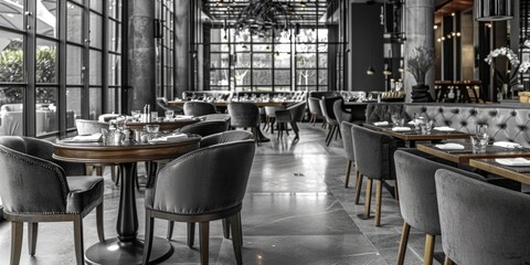 Aufkleber - Classic black and white photo of a restaurant. Suitable for various design projects
