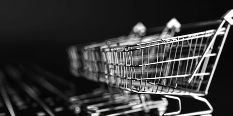 Aufkleber - Black and white picture of a shopping cart, suitable for various commercial projects