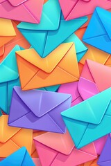 Poster - Colorful envelopes stacked on top of each other, suitable for various occasions